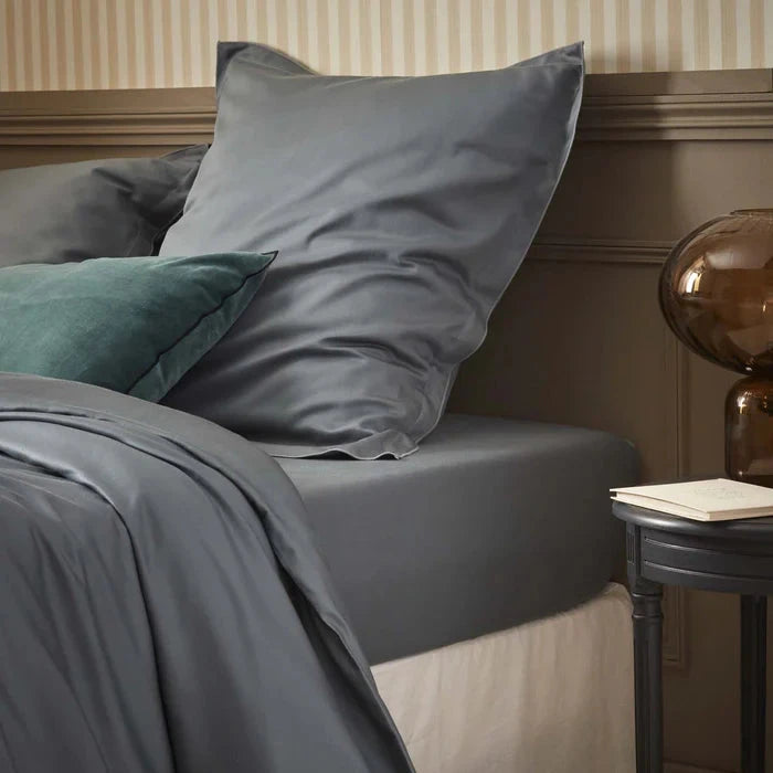 DRAP HOUSSE SATIN 100% COTON GRIS - MARQUES DISCOUNT