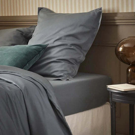 DRAP HOUSSE SATIN 100% COTON GRIS - MARQUES DISCOUNT