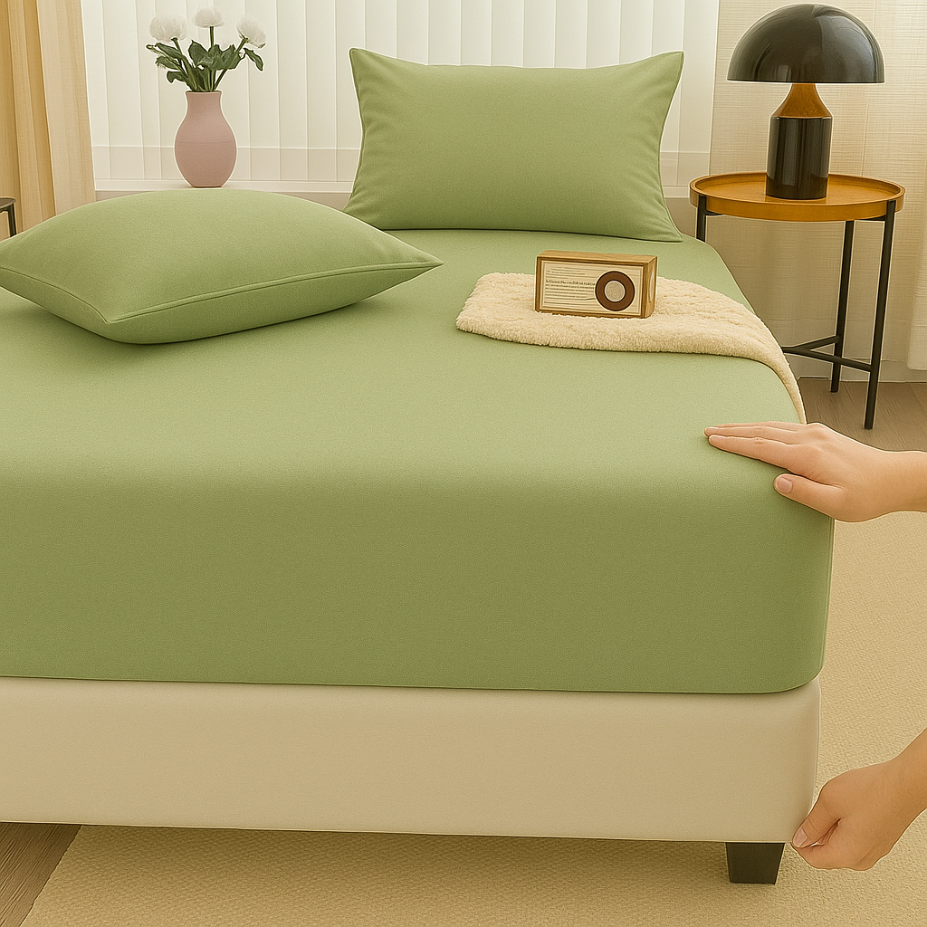 drap housse vert 100% PERCALE