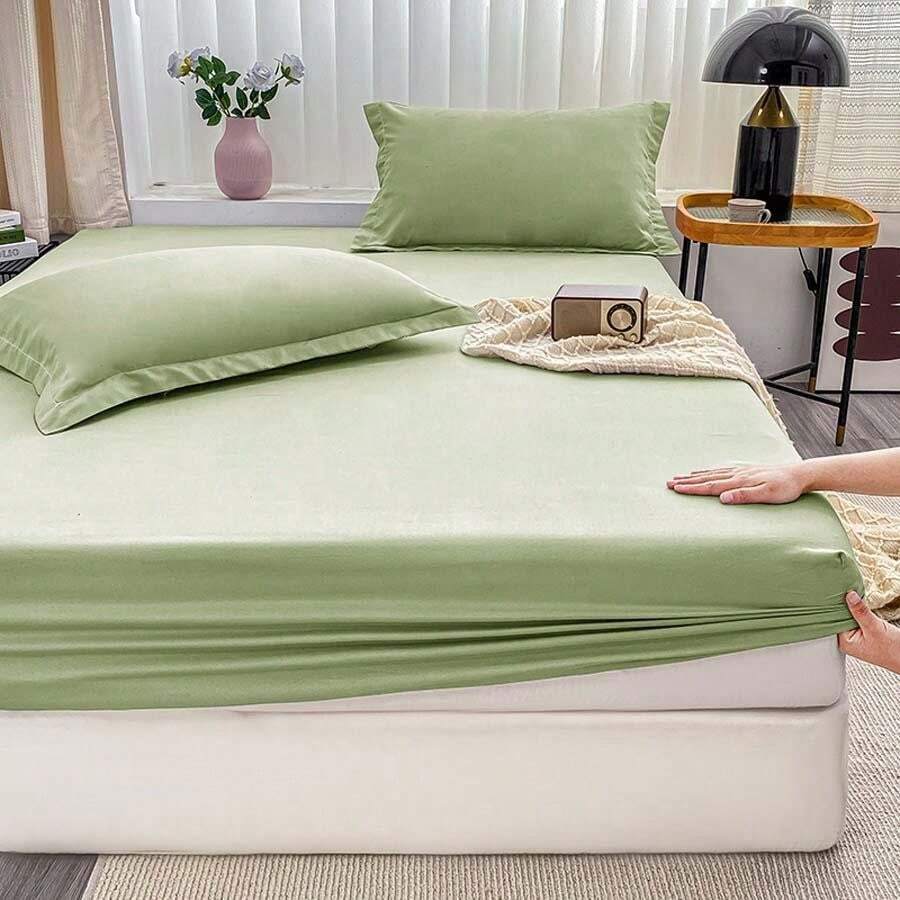 drap housse vert 100% PERCALE - MARQUES DISCOUNT