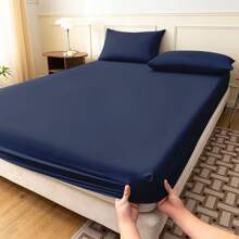 drap housse bleu 100% PERCALE - MARQUES DISCOUNT
