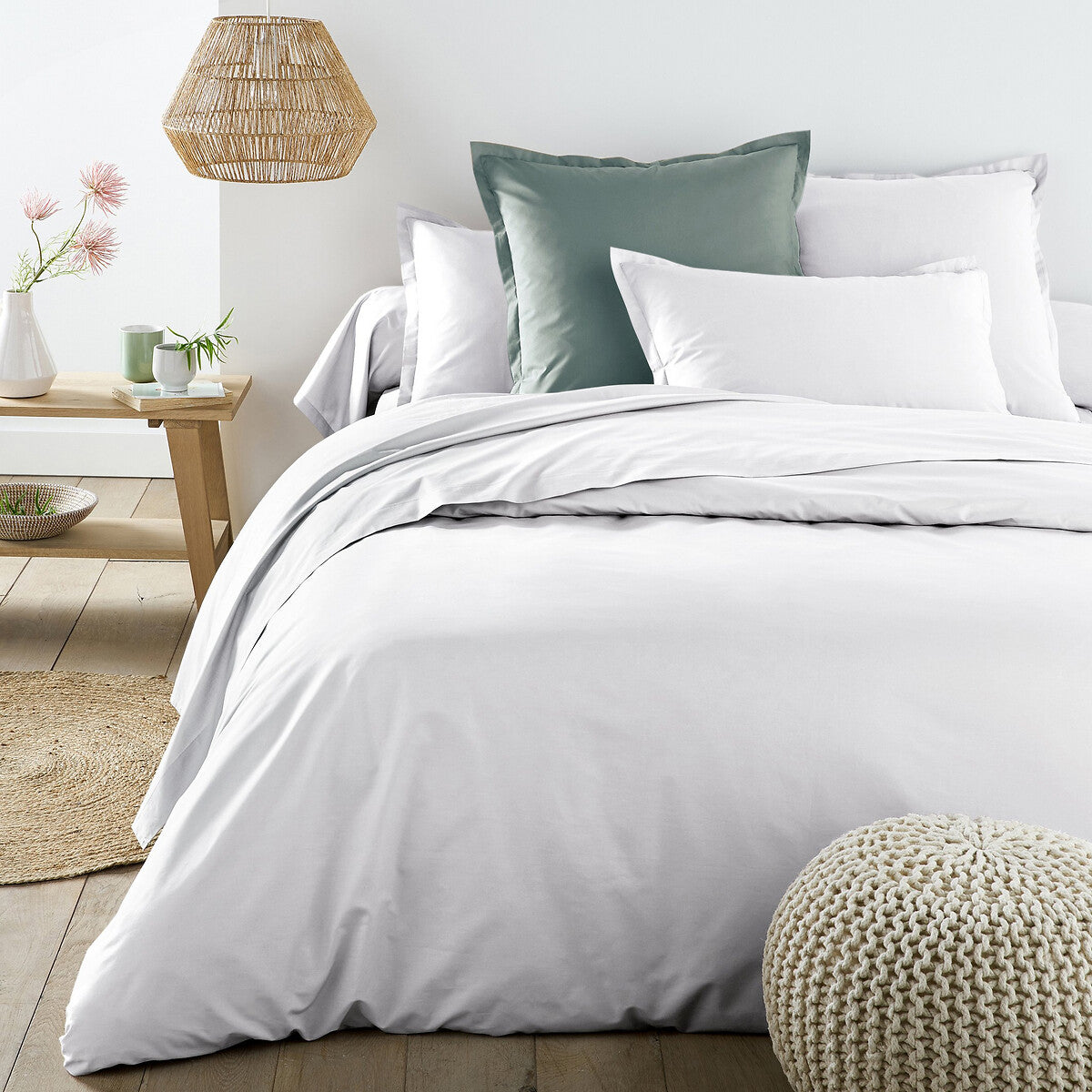 1x TAIE D'OREILLER PERCALE 100% COTON BLANC - MARQUES DISCOUNT