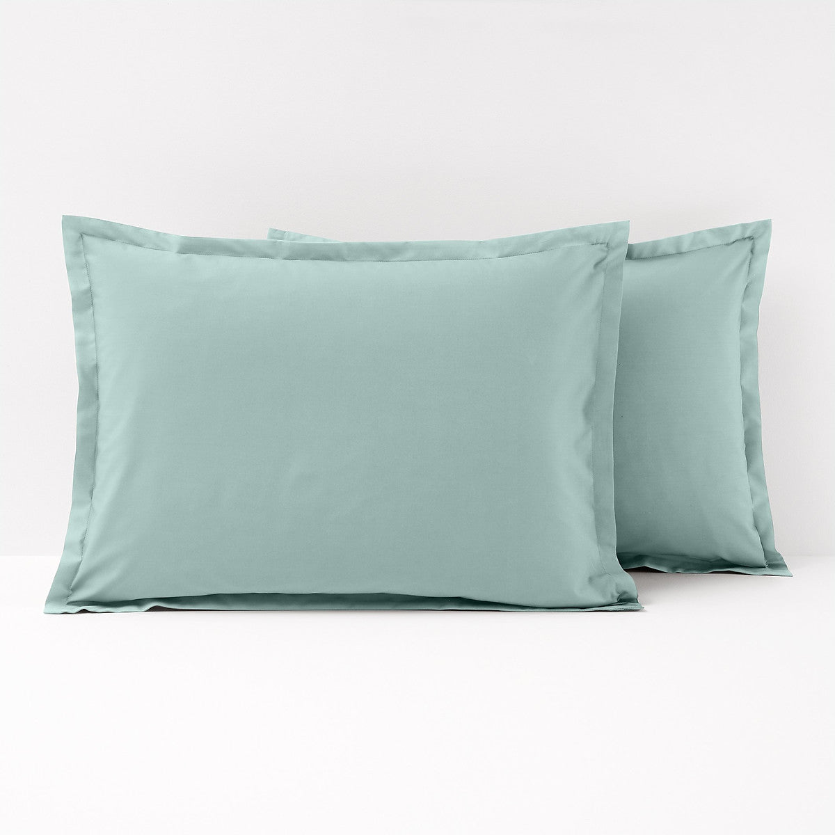 1x Taie d'oreiller 100% coton 57 fils Bleu Grivé - MARQUES DISCOUNT