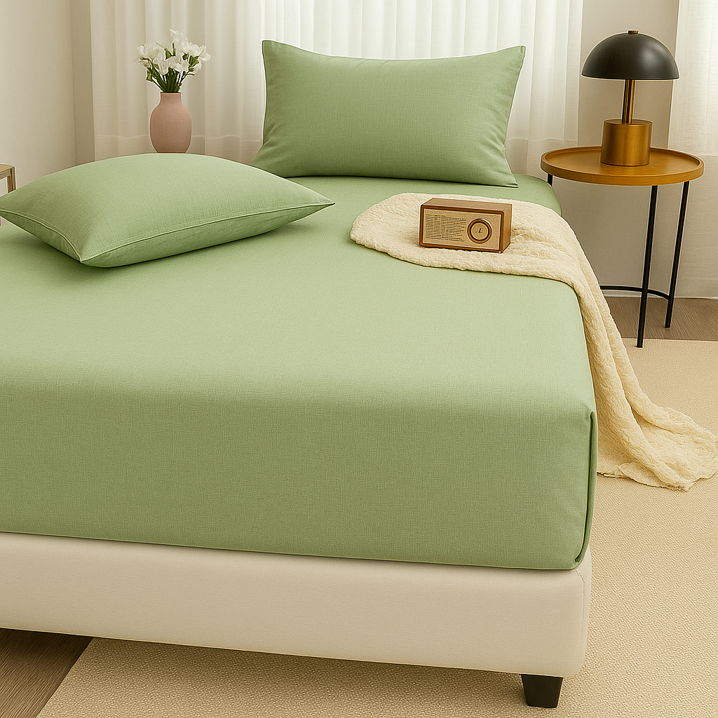 drap housse vert 100% PERCALE