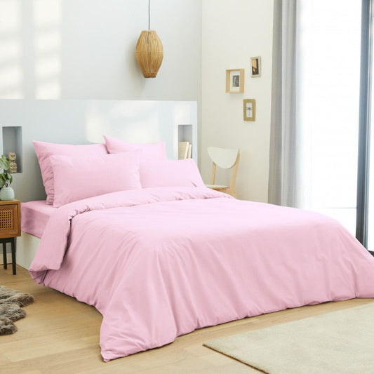 HOUSSE DE COUETTE 100% COTON -57 FILS ROSE - MARQUES DISCOUNT
