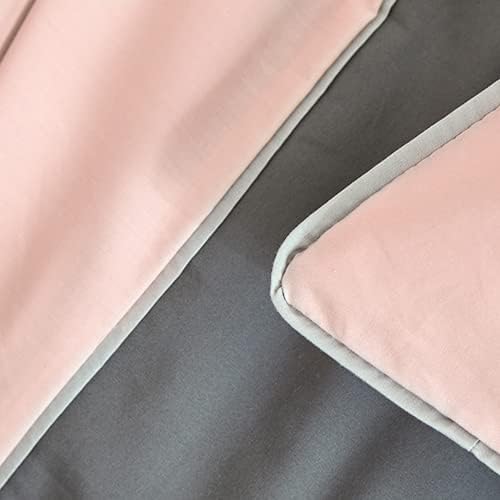PARURE DE COUETTE BICOLORE PERCALE 100% COTON -80 FILS ROSE/GRIS ANTHRACITE - MARQUES DISCOUNT