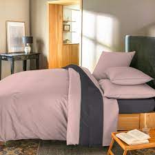 PARURE DE COUETTE BICOLORE PERCALE 100% COTON -80 FILS ROSE/GRIS ANTHRACITE - MARQUES DISCOUNT