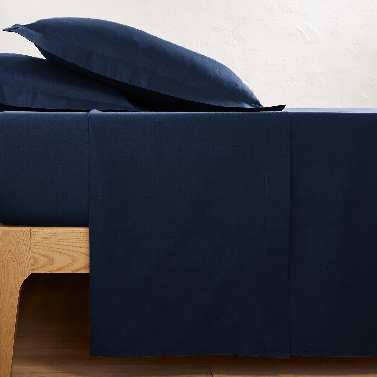 Drap plat 57 fils 100% Coton BLEU NUIT - MARQUES DISCOUNT