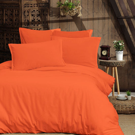HOUSSE DE COUETTE 100% COTON -57 FILS ORANGE - MARQUES DISCOUNT