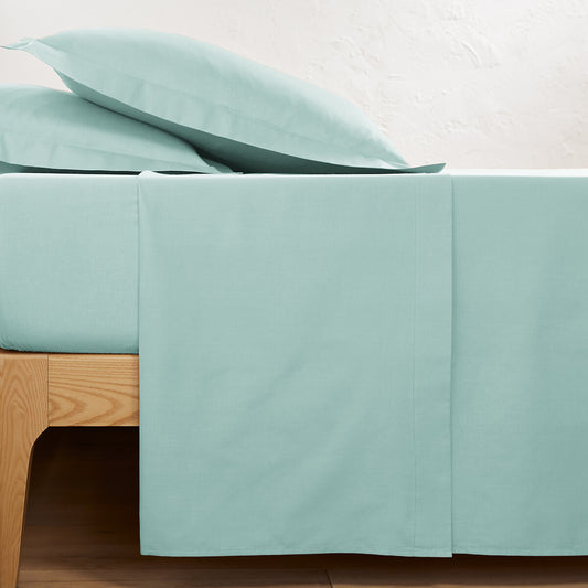 Drap plat 57 fils 100% Coton Bleu Grivé - MARQUES DISCOUNT