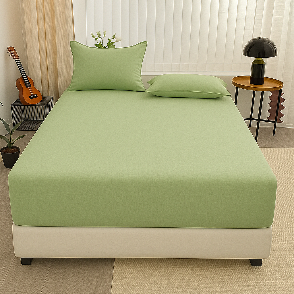 drap housse vert 100% PERCALE