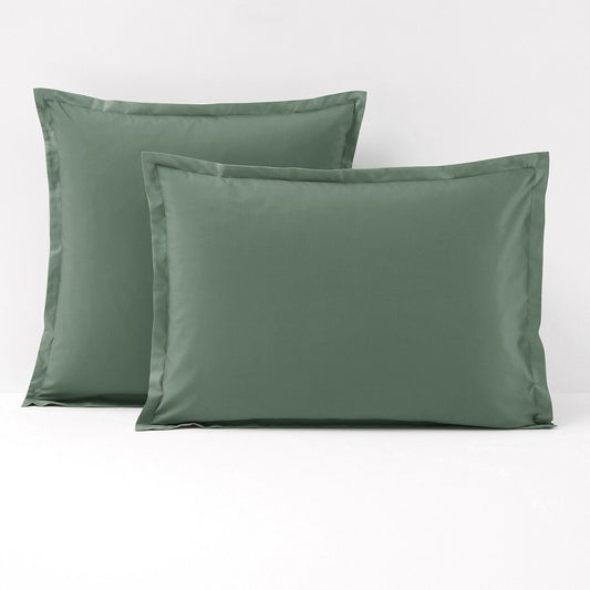 1x TAIE D'OREILLER PERCALE 100% COTON VERT - MARQUES DISCOUNT