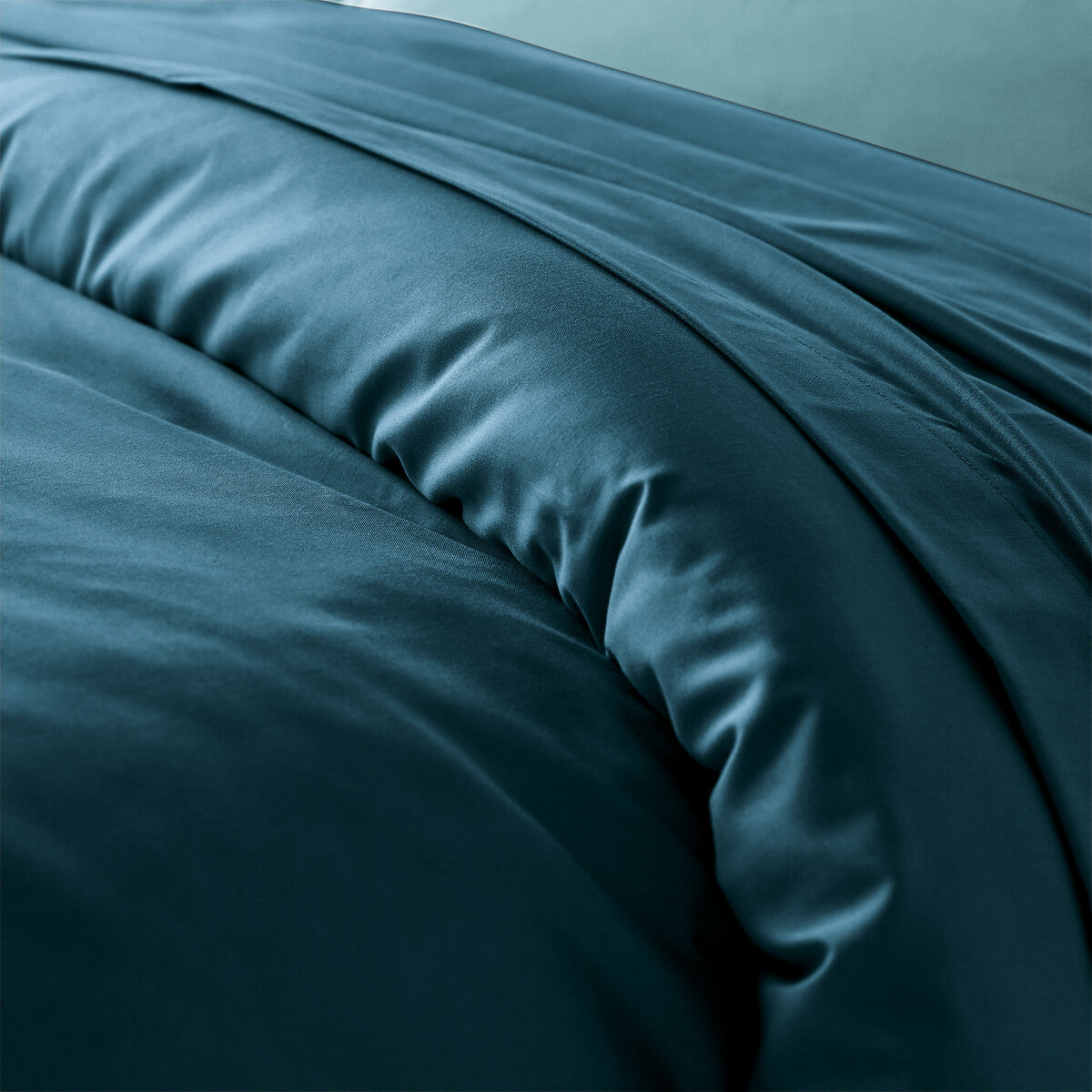 HOUSSE DE COUETTE 100% COTON -57 FILS BLEU CHARRON - MARQUES DISCOUNT