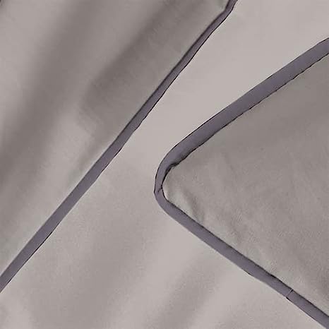 PARURE DE COUETTE BICOLORE PERCALE 100% COTON -80 FILS GRIS/BEIGE - MARQUES DISCOUNT