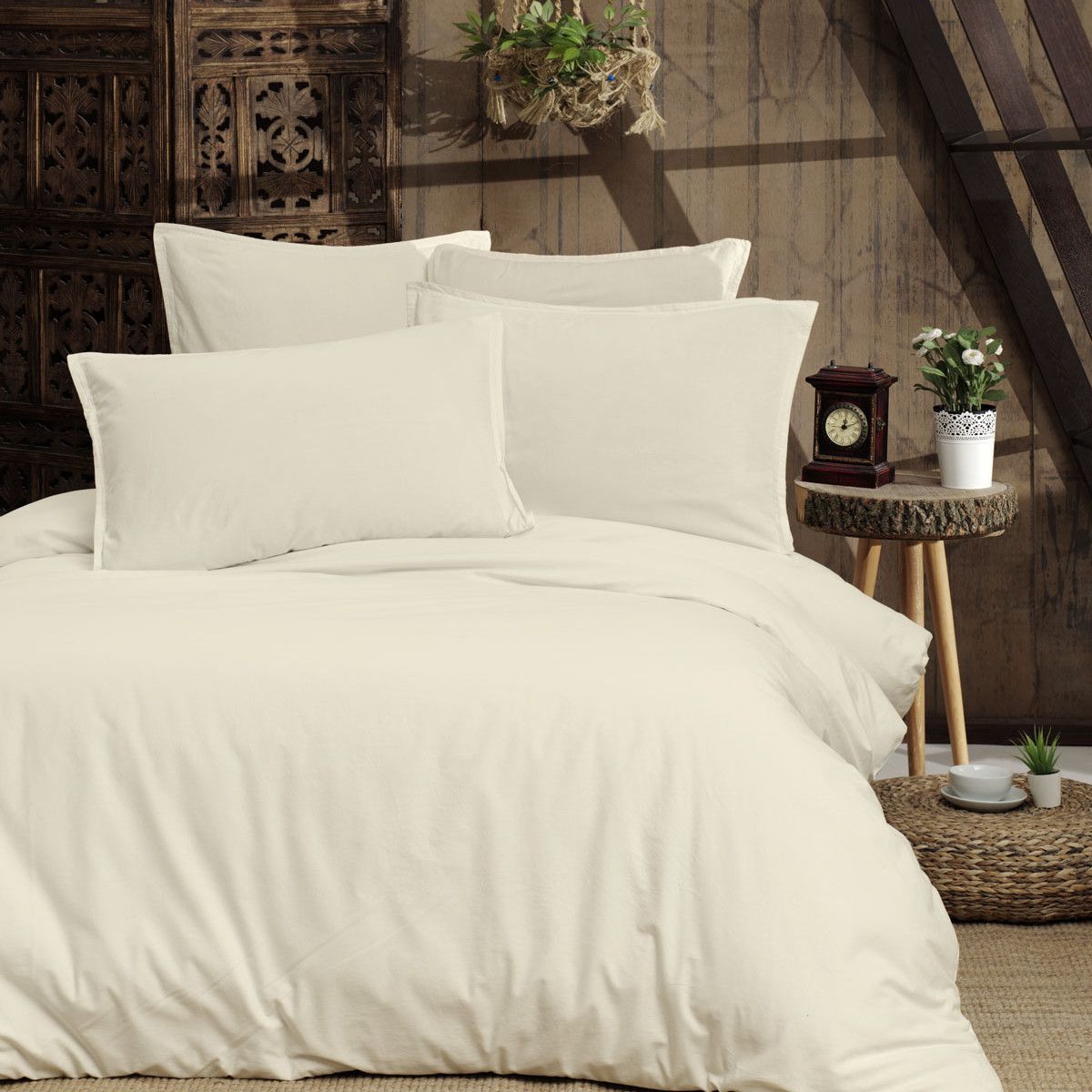 HOUSSE DE COUETTE 100% COTON -57 FILS ECRU - MARQUES DISCOUNT