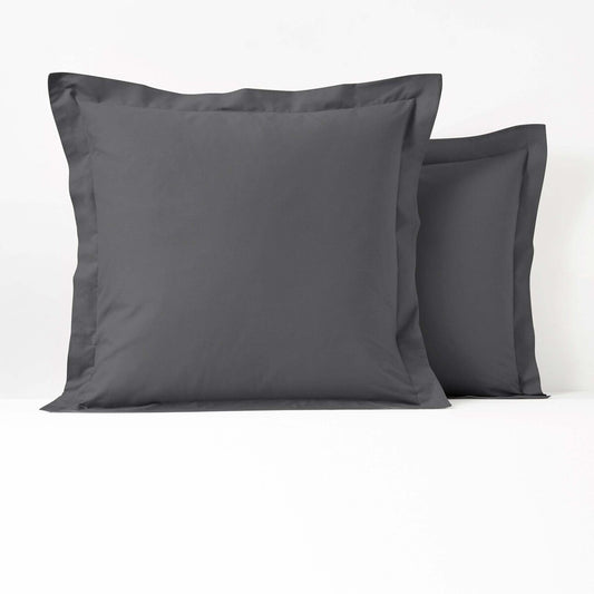 1x TAIE D'OREILLER PERCALE 100% COTON GRIS - MARQUES DISCOUNT