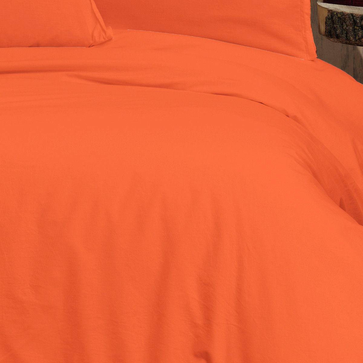 HOUSSE DE COUETTE 100% COTON -57 FILS ORANGE - MARQUES DISCOUNT
