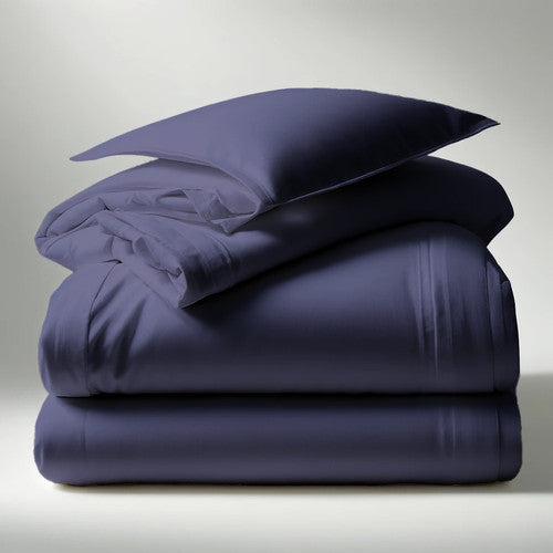 HOUSSE DE COUETTE 100% COTON -57 FILS BLEU NUIT - MARQUES DISCOUNT