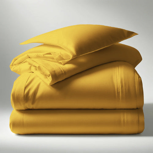 HOUSSE DE COUETTE 100% COTON -57 FILS JAUNE - MARQUES DISCOUNT