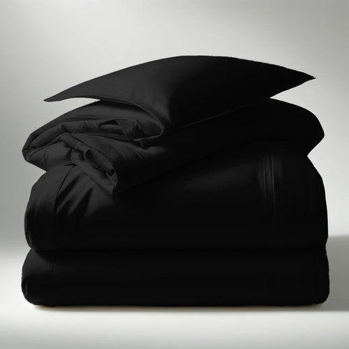 HOUSSE DE COUETTE 100% COTON -57 FILS NOIR - MARQUES DISCOUNT