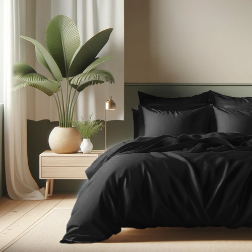 HOUSSE DE COUETTE 100% COTON -57 FILS NOIR - MARQUES DISCOUNT