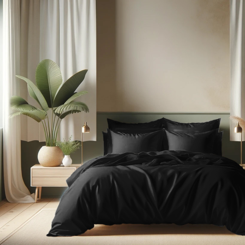 HOUSSE DE COUETTE 100% COTON -57 FILS NOIR - MARQUES DISCOUNT