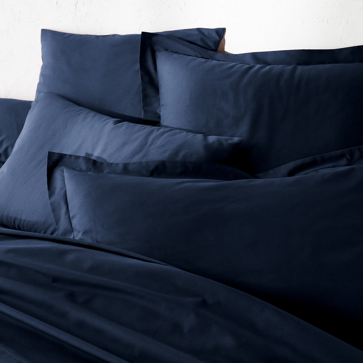 1x TAIE D'OREILLER PERCALE 100% COTON BLEU - MARQUES DISCOUNT