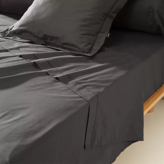 Drap plat 100% coton percale 80 fils Gris Foncé - MARQUES DISCOUNT