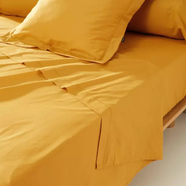 Drap plat 57 fils 100% Coton JAUNE - MARQUES DISCOUNT