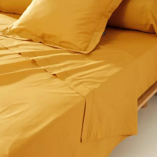 Drap plat 57 fils 100% Coton JAUNE - MARQUES DISCOUNT