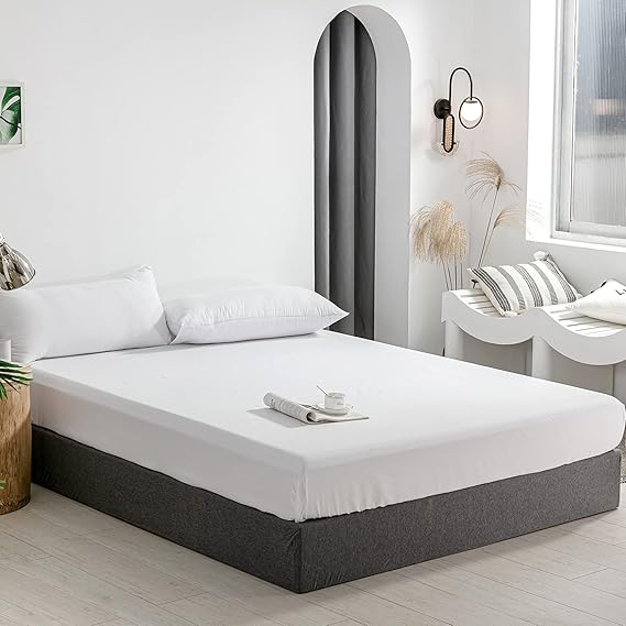 drap housse blanc 100% PERCALE - MARQUES DISCOUNT