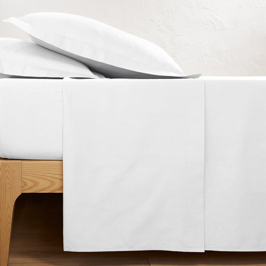 Drap plat 57 fils 100% Coton Blanc - MARQUES DISCOUNT