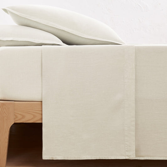 Drap plat 57 fils 100% Coton Ecrue - MARQUES DISCOUNT
