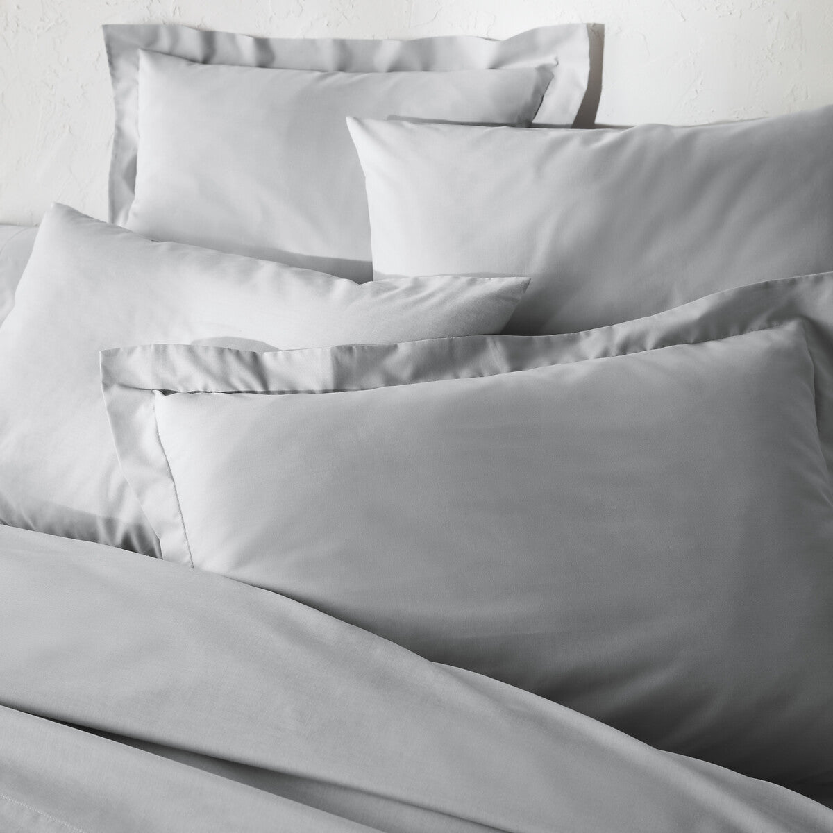 Drap plat 57 fils 100% Coton Gris Claire - MARQUES DISCOUNT
