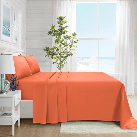 Drap plat 57 fils 100% Coton ORANGE - MARQUES DISCOUNT