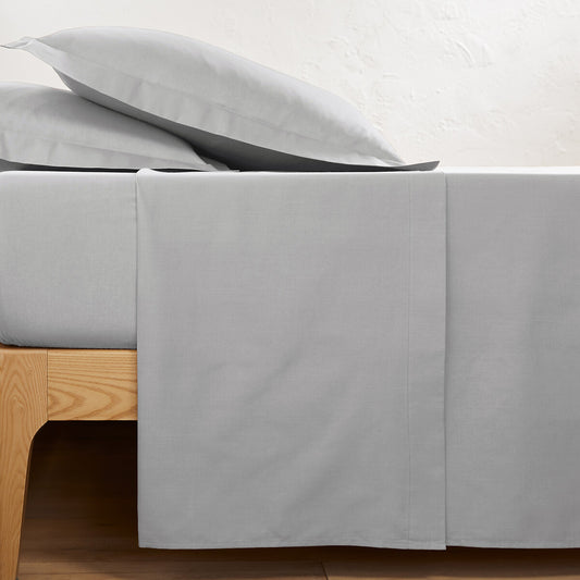 Drap plat 57 fils 100% Coton Gris Claire - MARQUES DISCOUNT
