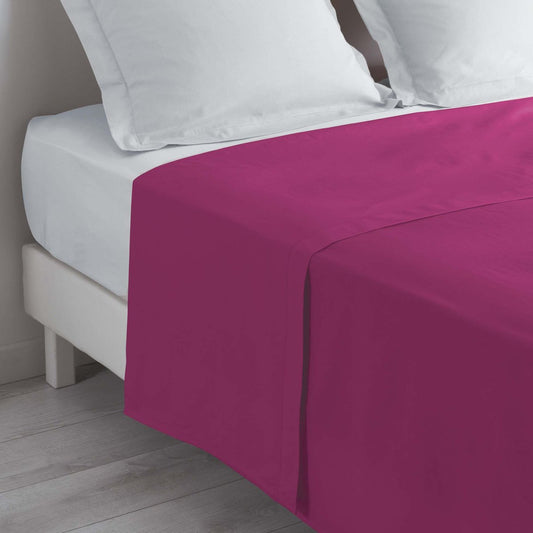 Drap plat 57 fils 100% Coton FUSHIA - MARQUES DISCOUNT