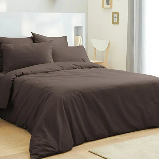 1x Taie d'oreiller 100% coton 57 fils Marron Foncé - MARQUES DISCOUNT