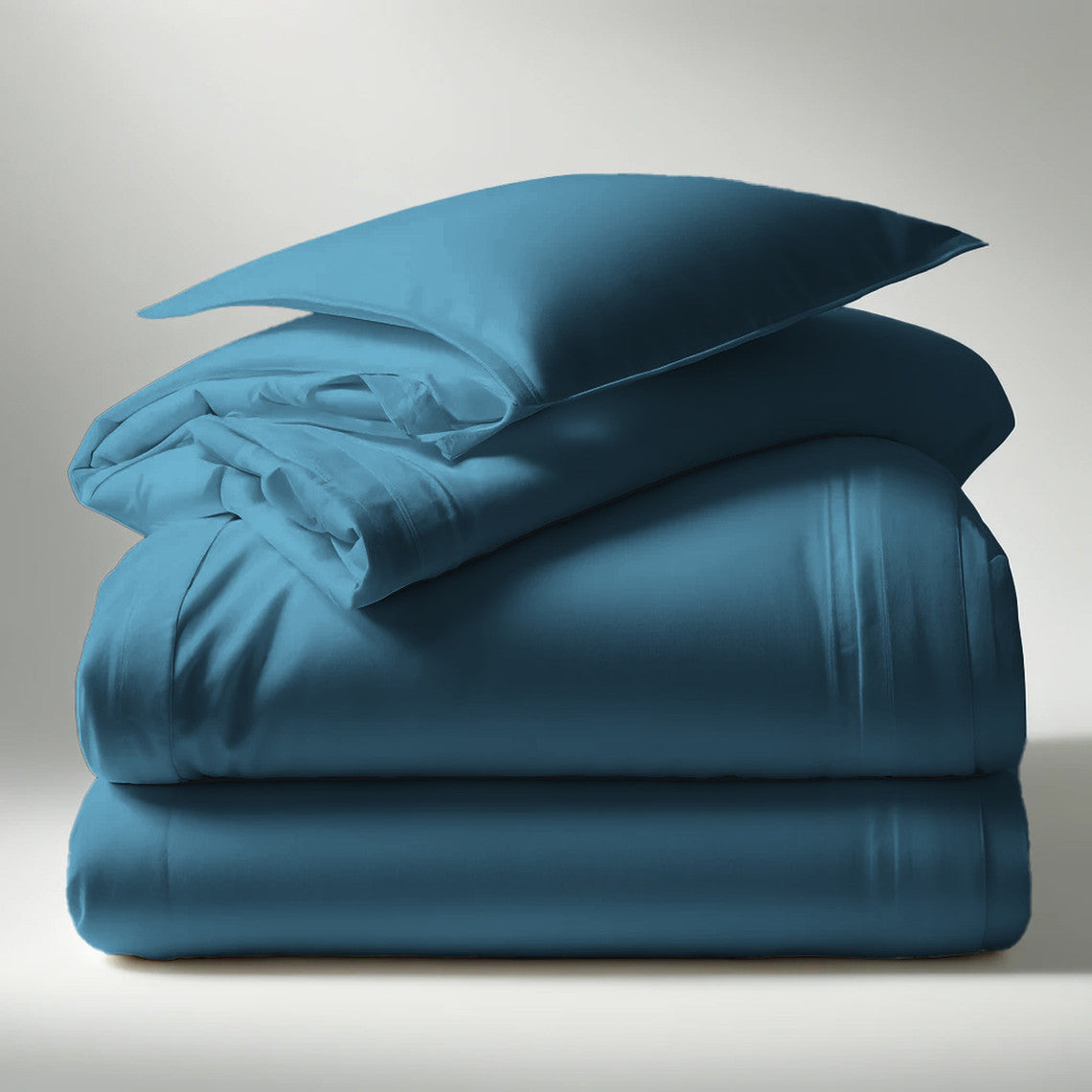 PARURE DE COUETTE PERCALE 100% COTON BLEU ÉMERAUDE - MARQUES DISCOUNT