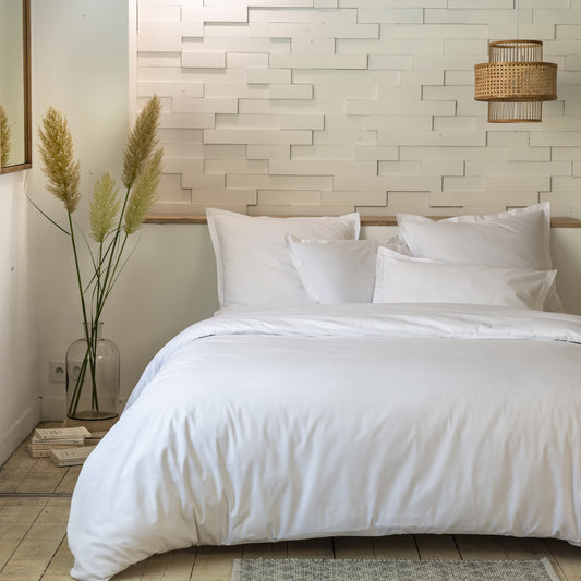 PARURE DE COUETTE PERCALE 100% COTON BLANC - MARQUES DISCOUNT