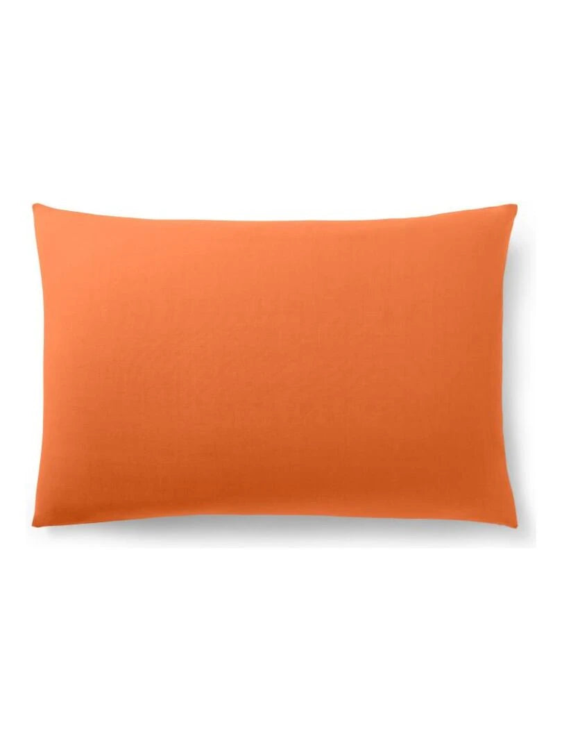 1x Taie d'oreiller 100% coton 57 fils Orange - MARQUES DISCOUNT