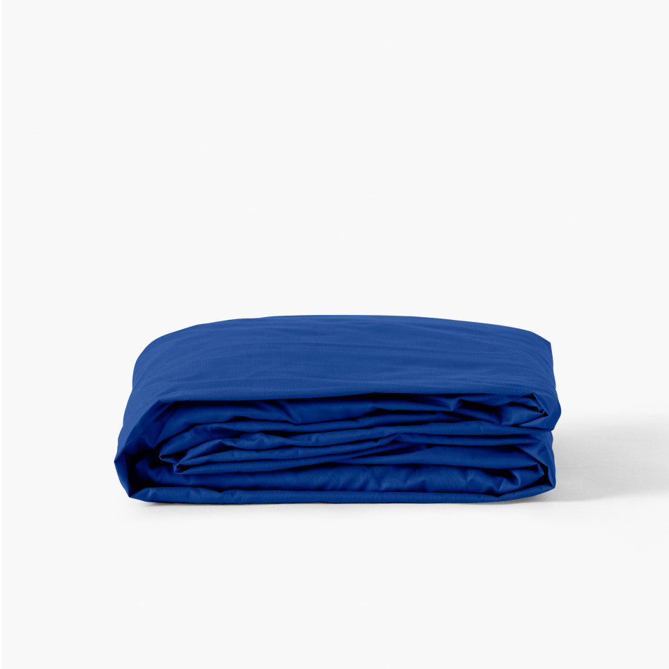 Drap plat 57 fils 100% Coton BLEU COBALTE - MARQUES DISCOUNT