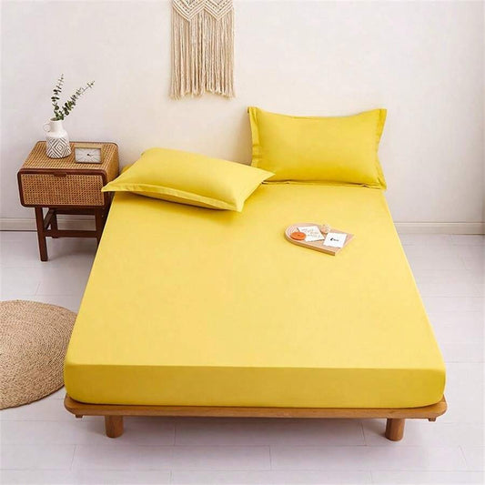 Drap housse jaune 100% PERCALE - MARQUES DISCOUNT