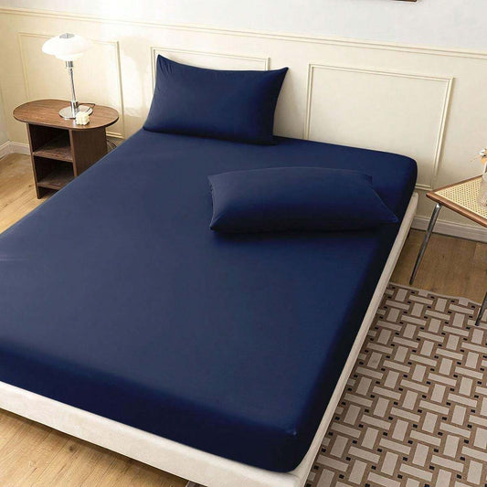 drap housse bleu 100% PERCALE - MARQUES DISCOUNT