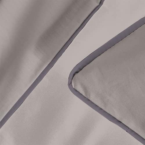 PARURE DE COUETTE BICOLORE PERCALE 100% COTON -80 FILS GRIS CLAIRE & Foncé - MARQUES DISCOUNT