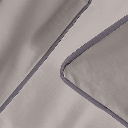 PARURE DE COUETTE BICOLORE PERCALE 100% COTON -80 FILS GRIS CLAIRE & Foncé - MARQUES DISCOUNT