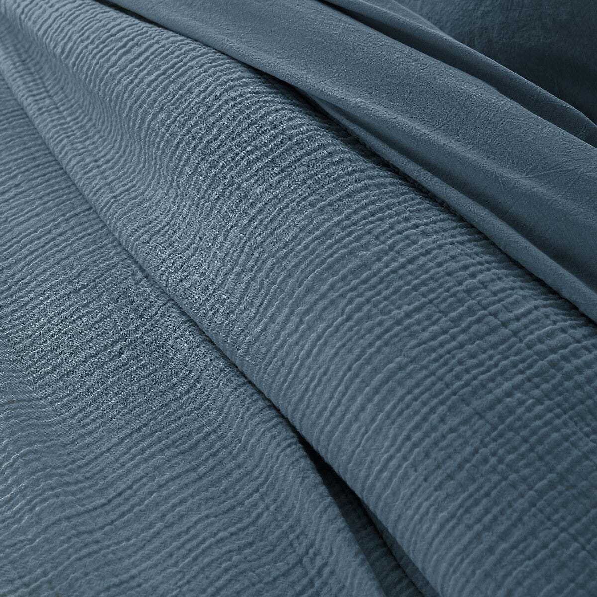 PARURE DE COUETTE 100% GAZE DE COTON BLEU - MARQUES DISCOUNT