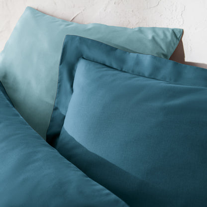 1x Taie d'oreiller 100% coton 57 fils Bleu Charron - MARQUES DISCOUNT