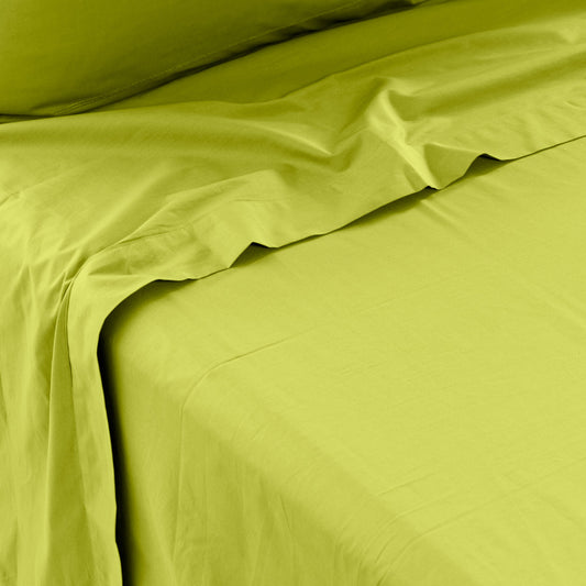Drap plat 57 fils 100% Coton VERT NEO - MARQUES DISCOUNT