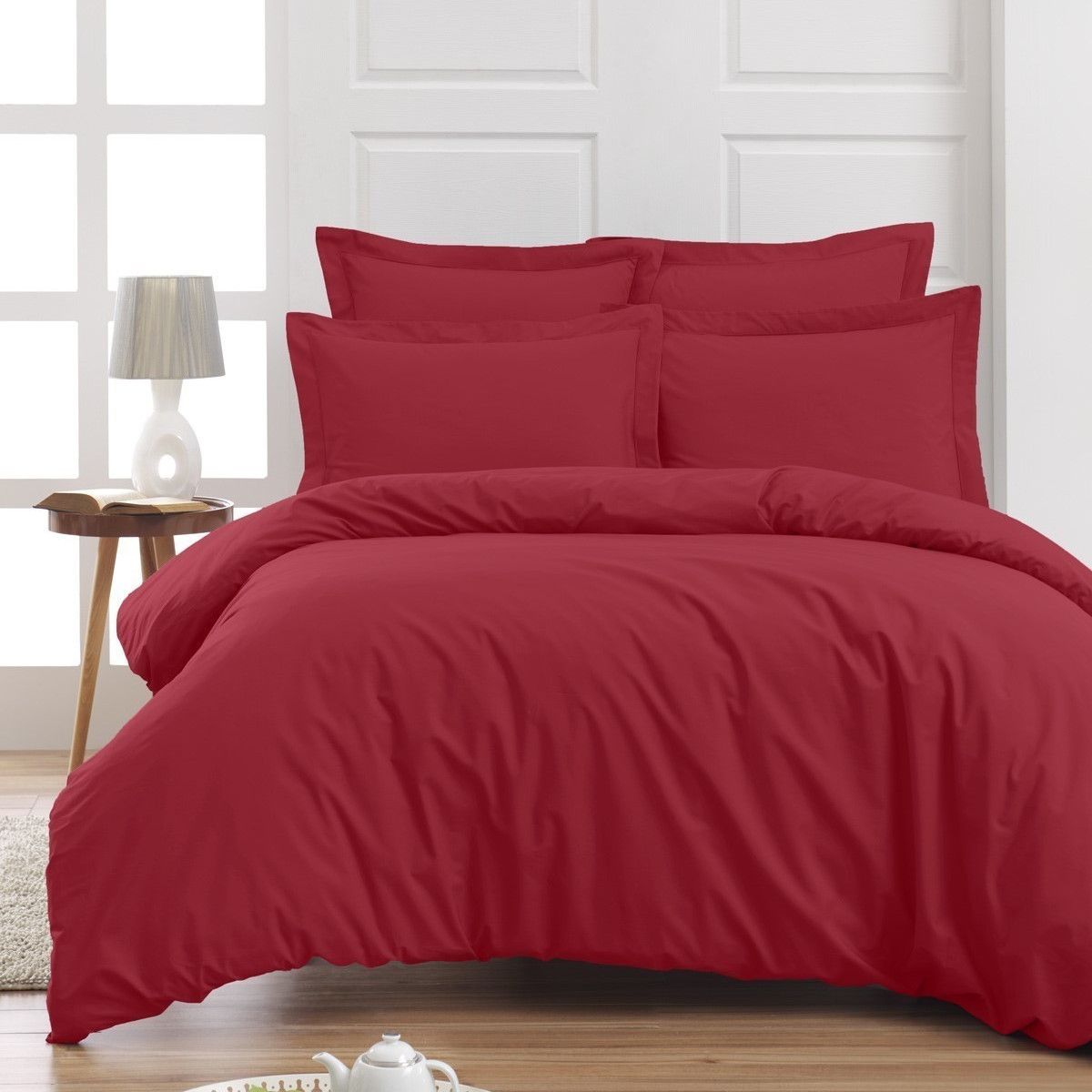 HOUSSE DE COUETTE 100% COTON -57 FILS BORDEAUX